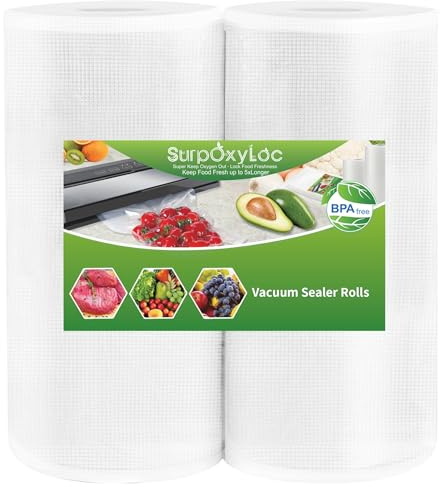 SurpOxyLoc 2 Pack 28x1500cm Vacuum Sealer Rolls Heavy Duty | BPA LFGB Free Food Grade,Customized Size,Long Term Preservation Vacuum Rolls,Great for All Vacuum Sealer