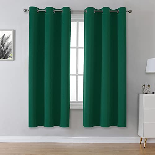 DUALIFE Lot de 2 rideaux isolants thermiques occultants et obscurcissants à œillets, pour chambre à coucher et salon, 183 x 106 cm (L x l), vert bouteille
