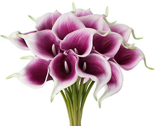 Giglio artificiale di Calla Lily 20 pezzi di fiori di giglio artificiali bouquet di fiori di calla decorazione per la composizione di fiori, matrimoni, trecce, feste, giardino