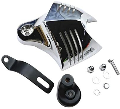 Couvercle de klaxon de moto de gril pour Harley Softail Dynaglide Road King Electra Big Twin avec klaxon de stock entre les cylindres 2008 2010 1992-2012 (Chrome)
