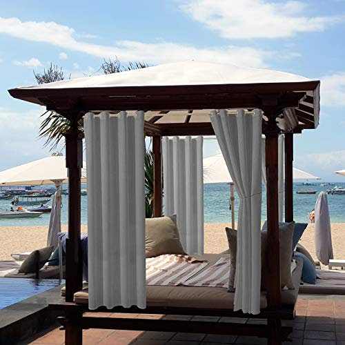 Rideaux d'extérieur Imperméables - Rideau Pergola Extérieur pour Terrasse, Balcon & Jardin, UV Résistant Protection solaire et protection de la vie privée (Gris clair, 1 PCS / 132 X 240 CM)