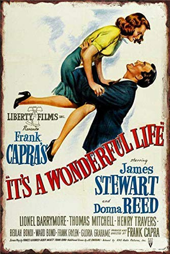 Metall-Blechschild, klassisches Filmplakat, Aufschrift: It's A Wonderful Life Bar, Pub, Vintage-Retro-Metall-Blechschild, 20,3 x 30,5 cm