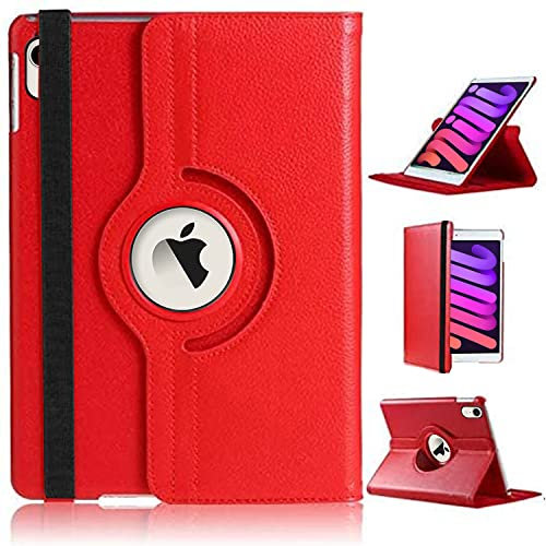 DN-Technology Case For iPad Mini 7/6 (A17 Pro 7th Generation 2024 / 6th Generation 2021 8.3) 360° Rotating Multi-Angle Smart Folio Case For New Apple iPad Mini 2024 (RED)
