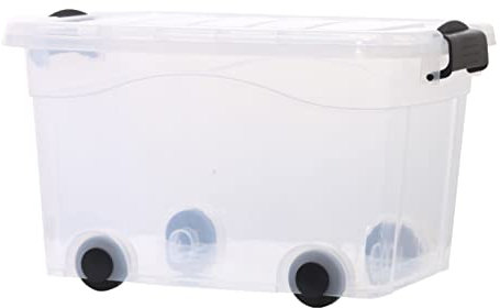 GERSO Aufbewahrungsbox transparent mit Deckel auf Rollen stapelbar stabil rollbar (20 Liter)