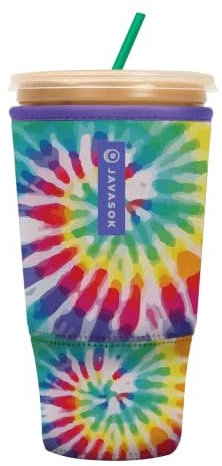Sok It JavaSok Iced Coffee & Cold Soda Insulated Neoprene Cup Sleeve (Rainbow Tie Dye, XXLarge: 44-48oz)