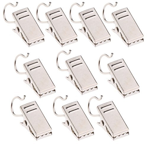10 clip per tende resistenti con gancio a molla, ganci a molla, colore: argento