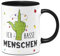 Tassenbrennerei Grinch Tasse mit Spruch: Ich hasse Menschen - Motiv Hand mit Lichterkette - Weihnachtstasse, Kaffeetasse lustig (Schwarz)