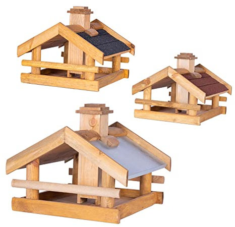BooGardi Vogelhaus Holz · 3 Varianten · Blechdach · Vogelfutterhaus · Vogelhäuschen zum Aufhängen und Aufstellen · überdachte Futterstelle · Futterhäuschen