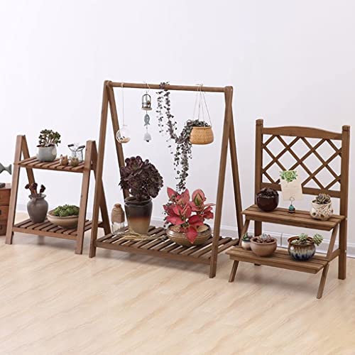 GIZNXBA Blumenständer Fensterbank 3er Set Blumenregal Outdoor Pflanzenregal Blumentreppe Pflanzentreppe Für Mehrere Pflanzen, Blumenbank Holz Für Die Terrassenecke (Color : /Brown)