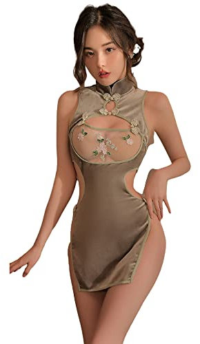 SINGUYUN Traditionelle chinesische Hanfu-Kleider für Damen, sexy Cosplay, Cheongsam-Kleid, Anime-Dessous, Kimono, Pyjama, Nachtwäsche, 8559green, One-size
