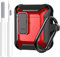Airpods Case Cover Herren Schloss mit Reinigungsset, OTOPO Schutzhülle mit Reinigungsstift, kompatibel mit Apple Airpod 1/2 Hülle, stoßfeste robuste Schale für iPods-Hülle (schwarz/rot)