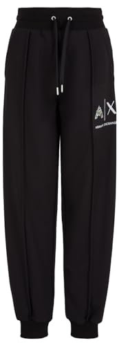Armani Exchange Women's Route 66, Shiny Logo Sweatpants, Black, 36