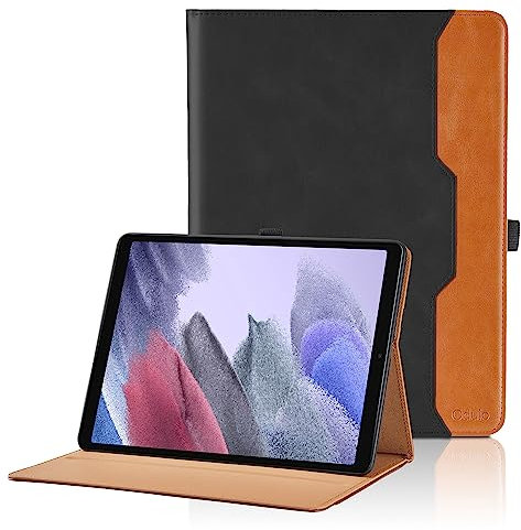 Funda para Samsung Galaxy Tab A7 Lite 8,7 Pulgadas 2021 (SM-T227/T225/T220) PU Leather Ángulos Ajustables Tablet Case con Supporto Funzione y Bolsillo, Auto Reposo/Activación - Negro