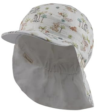 Sterntaler Wendeschirmmütze Tierbabys - Wende -Schirmmütze mit Zootier -Babys - Unisex Baby Mütze mit Druckmuster - Babyhut mit Bindeband - ecru, 51