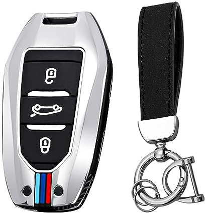 KUNIO Coque de clé de Voiture Convient pour Peugeot 3008 5008 2008 308 508 208 Convient pour Opel Grandland X Astra L Convient pour Citroën C3 C4 DS5 DS7 Protection de clé Boîtier en métal Porte-clés