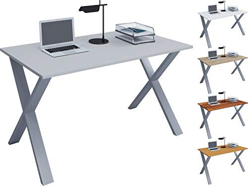 VCM Holz Schreibtisch, H. 76 x B. 80 x T. 50 cm, Computertisch schlicht, Füße aus hochwertigem Metall, Arbeitstisch, Büromöbel - Lona U