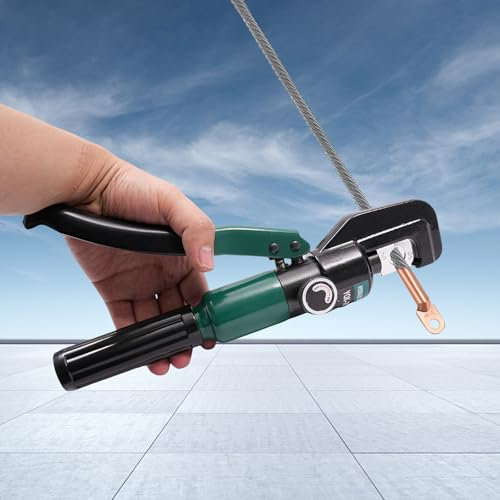Manuelle Hydraulikzange YQK-70 Hydraulische Crimpzange Crimpzange Kabelschuhzange 4-70 mm² mit 8 Satz Crimpeinsätzen, Stahlkoffer mit massiven Griffen 10 Tonnen hydraulische Crimpzange