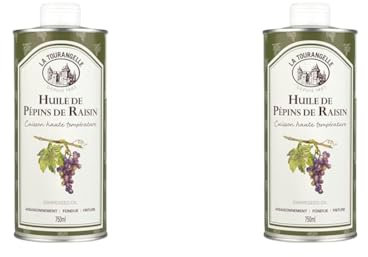 La Tourangelle Huile de Pépins de Raisin 750ml - Huile du quotidien idéale pour la friture, les fondues et la cuisson haute température (Lot de 2)