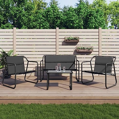GuyAna 4-TLG. Garten-Lounge-Set mit Kissen Anthrazit Stahl Wintergarten MöBel