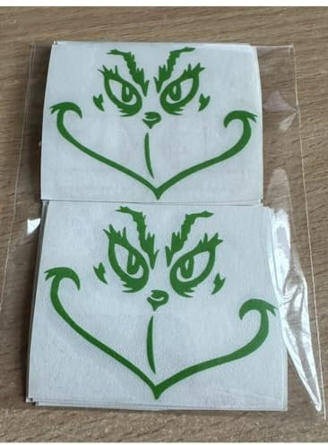 10 Grinch Faces Vinyl Decal Stickers Wine Glass Mug Crafts Christmas Bauble