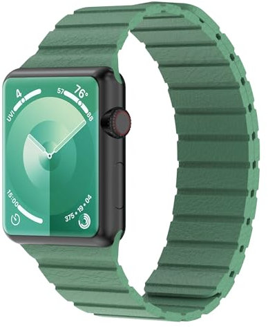 Synchro Bands Kompatibel mit Apple Watch Armband Magnetisch 38mm 40mm 41mm 42mm 44mm 45mm 49mm,Lederband Ersatzarmband Herren Damen Armbands für iWatch Series Ultra 9 8 7 6 5 4 3 2 1 SE
