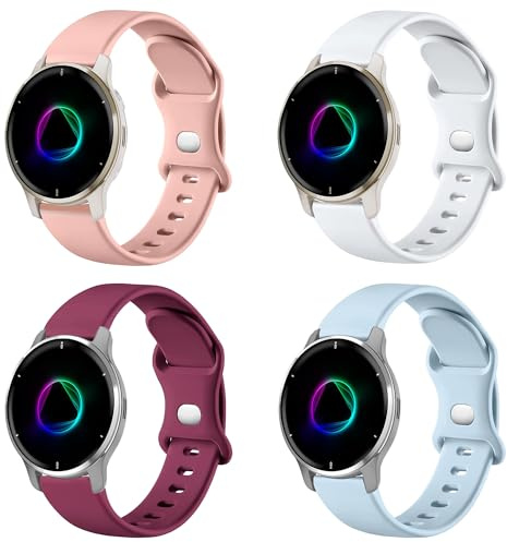 VELULYX Silikonarmband kompatibel mit Garmin Venu 2 Plus, 20mm Armband für Garmin Venu Sq/Sq Music/Venu Sq 2/Sq 2 Music/Vivoactive 3/Vivoactive 5/Garmin Venu/Vivomove HR/Forerunner 55 245 645