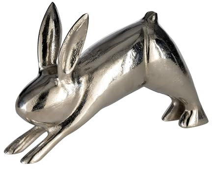 EGLO LIVING Osterdeko Yoga Hase Vohilava, Deko Figur Ostern Frühling, Frühlingsdeko Osterhase, Tischdeko Osterfigur aus Aluminium in Silber, 28 x 18 cm