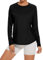 Gyabnw Damen Langarmshirt Sport Oberteil für Damen Tshirt Rundhals zum Laufen Schnell Trocknend Laufshirt leicht Sommer Schwarz,XXL