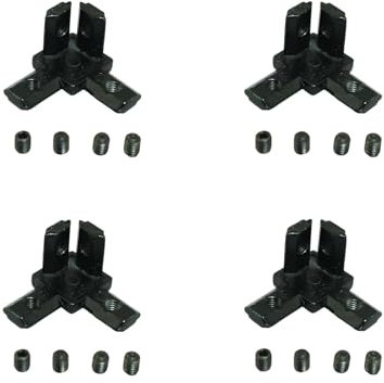 PZRT 4PCS 1515 Aluminum Profile 3D Connector Extrusion Aluminum Profile Connector with Screws Used for Building CNC Routers 3D Printers CNC Laser Cutting Machines in Black Color