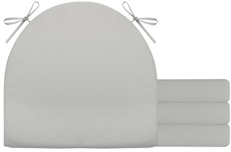 BESTORI 4er Set Stuhlkissen mit Bändern Wasserdicht Rutschfestes Sitzkissen Bequeme Halbrund Sitzpolster für Gartenmöbel Oder Stuhl Wasserdicht Garten 40 x 40 x 4 cm Grau
