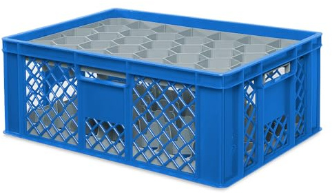 BRB Gläserkiste 600x400 mm für 15, 24, 33 oder 40 Gläser, farbig (Blau, für 33 Gläser Ø 75 mm, Glashöhe max 205 mm)
