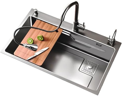 NSTVVEE Gris, 5 Tamaños, Estación de Trabajo de Cocina, Fregadero de Cocina Bajo Encimera - Fregaderos Bajo Encimera Fregadero de Cocina de Un Seno de Acero Inoxidable Bajo Encimera Esquin
