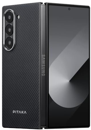 pitaka Magnetische Hülle für Samsung Galaxy Z Fold 6 aus 100% Aramidfaser Ultradünne Handyhülle Kompatibel mit Magsafe Langlebige Schutzhülle mit Angenehmer Haptik [MagEZ Case 5] Schwarz/Grau