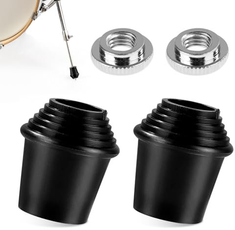 2stk Bassdrum Füße, 3,3 x 3 cm Bassdrum-Beine Gewindegummifüße Schlagzeug Bassdrum Sporn Zubehör mit Kontermuttern für Band Orchester Pop Rock and Roll Musik