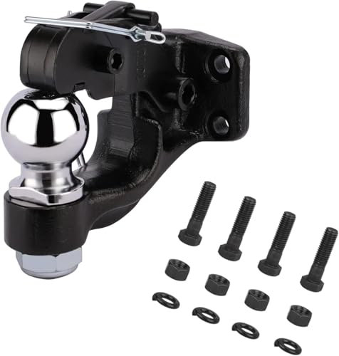 HEYOUTH Gancio di traino Ø 50mm Testa a sfera, fino a 8000kg/8T Giunto combinato Testa di accoppiamento in nero, Gancio di traino a sfera, per Transporter, Pick-Up, Auto Quad, Trattore e molto altro