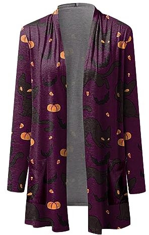 Cardigan a maniche lunghe da donna autunno aperto davanti cardigan con tasche cardigan leggero casual spolverino esterno per donna leopardo kimono, D, S