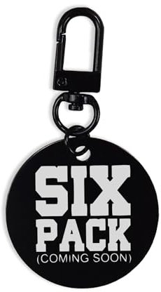 Sixpack Cooming Soon Sport Motivation Schlüsselanhänger Schlüsselanhänger mit Karabiner, ID-Tag, Kreis, Pin, Schwarz , One size