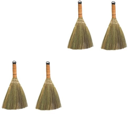 Hoement 4 Pcs Household Dust Broom Dancing Hand Held Natural Whisk Broom Household Broom Decor Soft Bristle Broom Wicker Traditional Broom Warehouse Broom Chinese Brooms Squeegee Pan Straw
