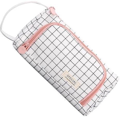 Vbxvsa Federmäppchen mit großer Kapazität Schwarz-weiß Kariertes Rosa Mäppchen Pencil Case für Schule Büro Mädchen Damen Student