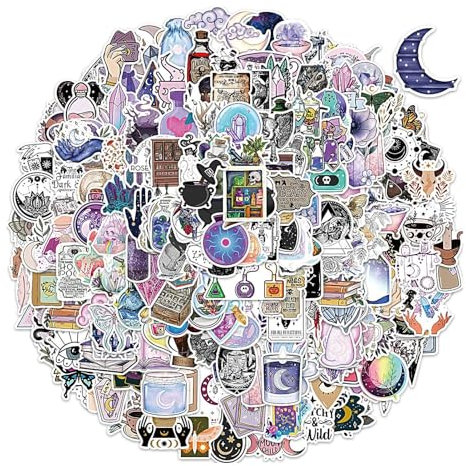 Witch Stickers, Halloween Stickers, Spooky Stickers, Boho Stickers, Gothic Stickers, Extensive Collection of 300 Unique Designs Authentic Charm Easy to Apply and Remove for Phone Laptop Water Bottle