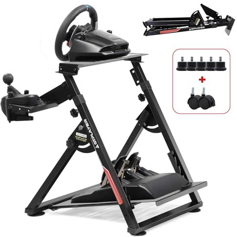 GTPLAYER Support Volant pour G923 G29 G920 T300RST500RS Volant Gaming Retour de Force & TH8A Levier de Vitesse V1 - Repose-Pieds réglable en Hauteur, Rouge (Rouge Pro)