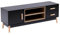 MMT - Mueble de TV negro estilo escandinavo de 130 cm para muebles de sala de estar, armarios de almacenamiento, cajones, almacenamiento abierto, armario de TV escandinavo para TV de hasta 65 pulgadas