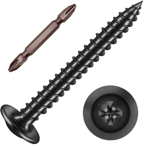 ORTAVA Blechschrauben M3 x 20 mm, 50 Stück Holzschrauben Edelstahl A2 V2A Flachkopf mit Scheibe Kreuzschlitz mit Bohrer, Selbstschneidende Schrauben Schwarz Oxid, Tellerkopfschrauben Vollgewinde