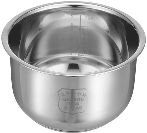 DECHOUS Stainless Steel Rice Cooker Inner Pot Replacement 2L Non-Stick Uncoated Liner 6 Cup Rice Cooker Inner Pot Kitchen Accessory