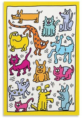 GAJUYL Keith Haring Poster, Pop-Art, The Humane Society of Broward County 1987, Wandkunst, Leinwanddruck, Kunstposter, Heimdekoration, Gemälde, ungerahmt, 60 x 90 cm