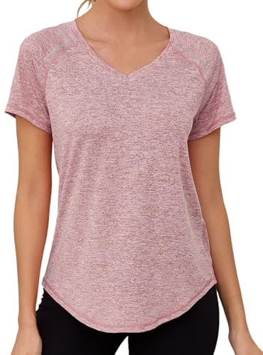 Gyabnw Sportshirt Damen Kurzarm Atmungsaktiv Leichtes Funktions Sport Oberteile Damen V-Ausschnitt Sport Top Für Fitness