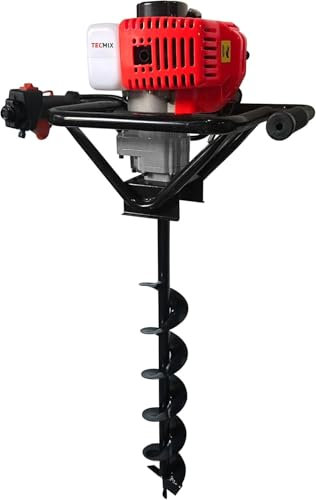 TECMIX Benzin Erdbohrer TMX EB 2000 – 1450 W, 2 PS I 9600 U/min I Inkl. 100x800 mm Bohrer I Ergonomische Griffe I Leistungsstark & Effizient