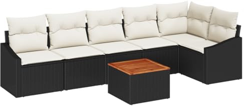 vidaXL Gartensofa-Set 7 STK. Schwarz Poly-Rattan