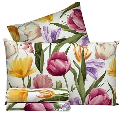 Riad Arredo Set Lenzuola Matrimoniale 100% Cotone Italiano - Completo Letto Morbido Mano Delicata Made in Italy (Kylie Light)