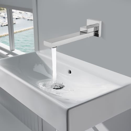 Wanneneinlauf eckig 23x6cm Wannenarmatur Wasserhahn für Badewanne Unterputz Wandmontage 180° Schwenkbare Badewannenarmatur Klappbarer Wannenauslauf Waschtischarmaturen